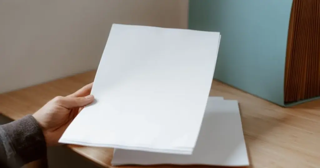Persona organizando documentos en un escritorio
